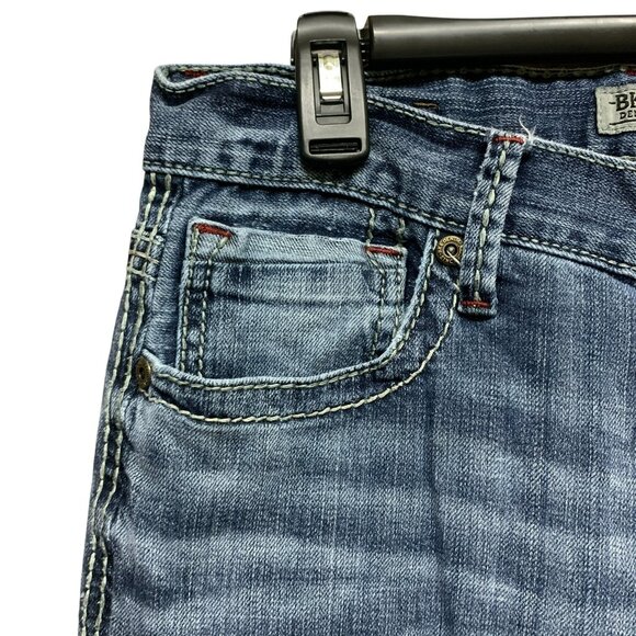 BKE Mens 33R Carter Straight Jeans Blue Denim Zip Fly Medium‎ Wash Stretch - Picture 6 of 16